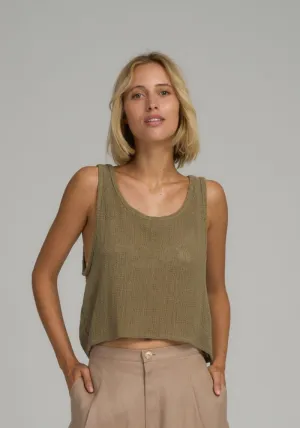 Roma Mesh Singlet Khaki