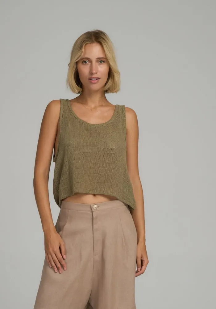 Roma Mesh Singlet Khaki