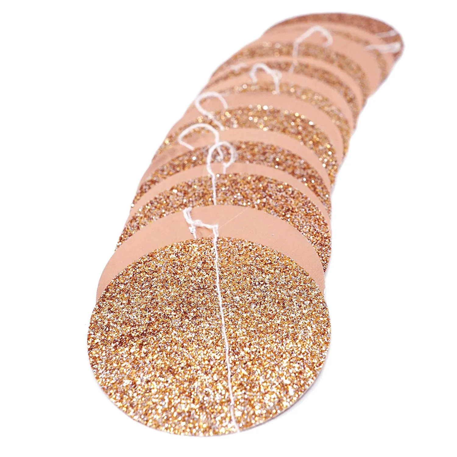 Rose Gold Glitter Circle Polka Dots Paper Garland Banner 10 FT Banner