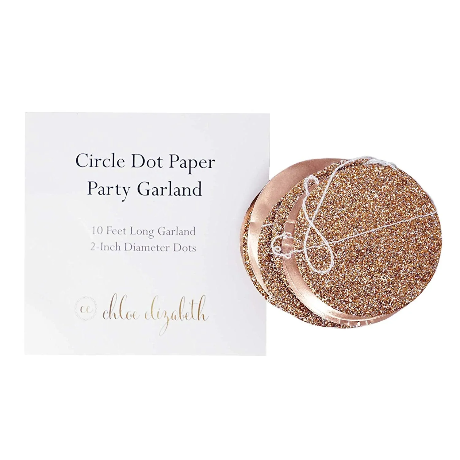 Rose Gold Glitter Circle Polka Dots Paper Garland Banner 10 FT Banner