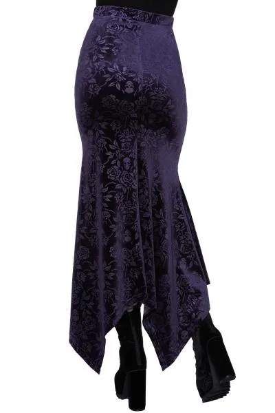 Roses are Dead Velvet Maxi Skirt - Plum -