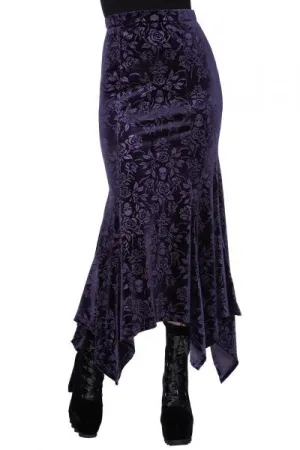 Roses are Dead Velvet Maxi Skirt - Plum -