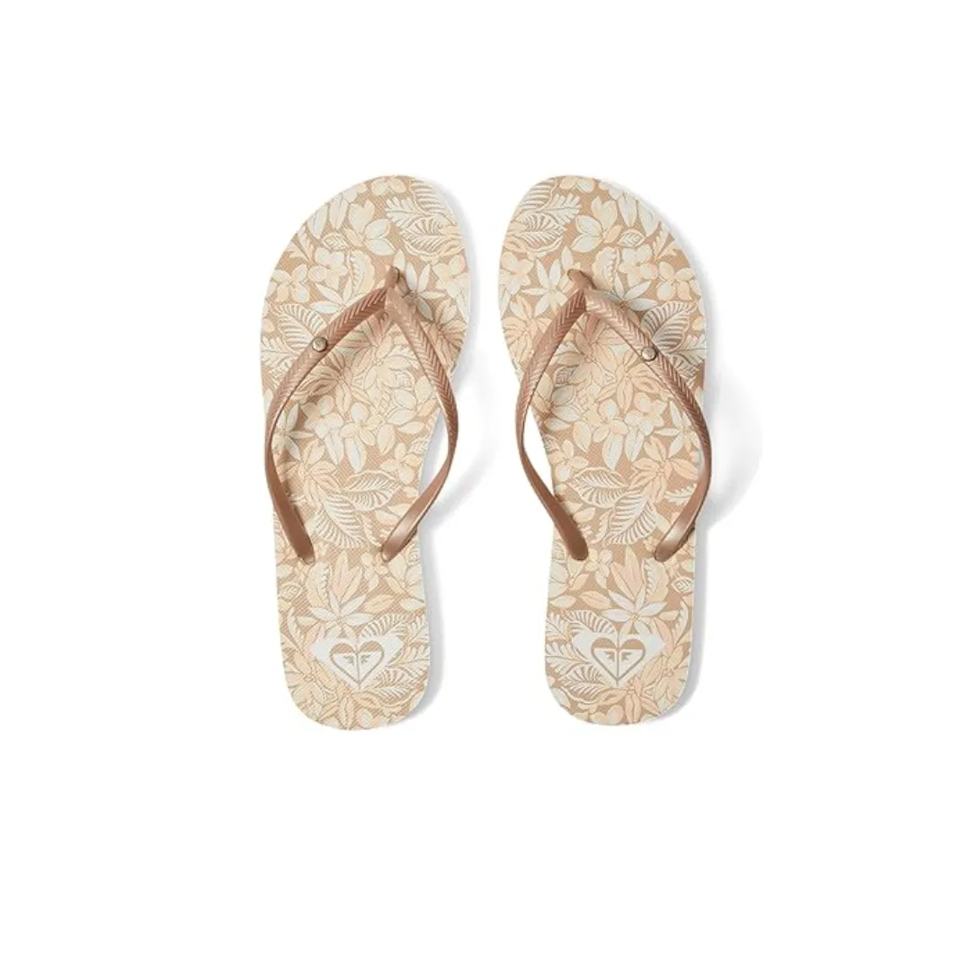 Roxy Bermuda Print Flip Flops - Peach Cream