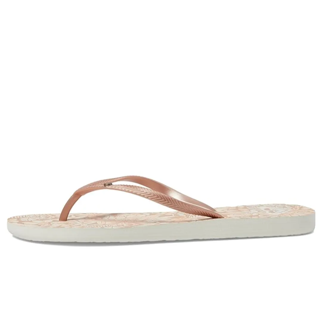 Roxy Bermuda Print Flip Flops - Peach Cream