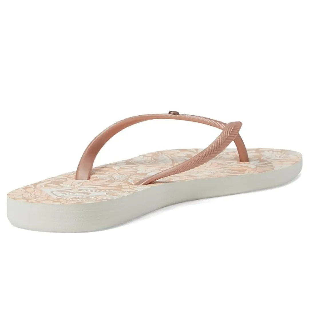 Roxy Bermuda Print Flip Flops - Peach Cream