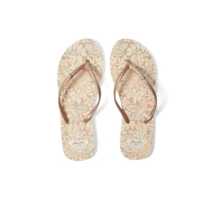 Roxy Bermuda Print Flip Flops - Peach Cream