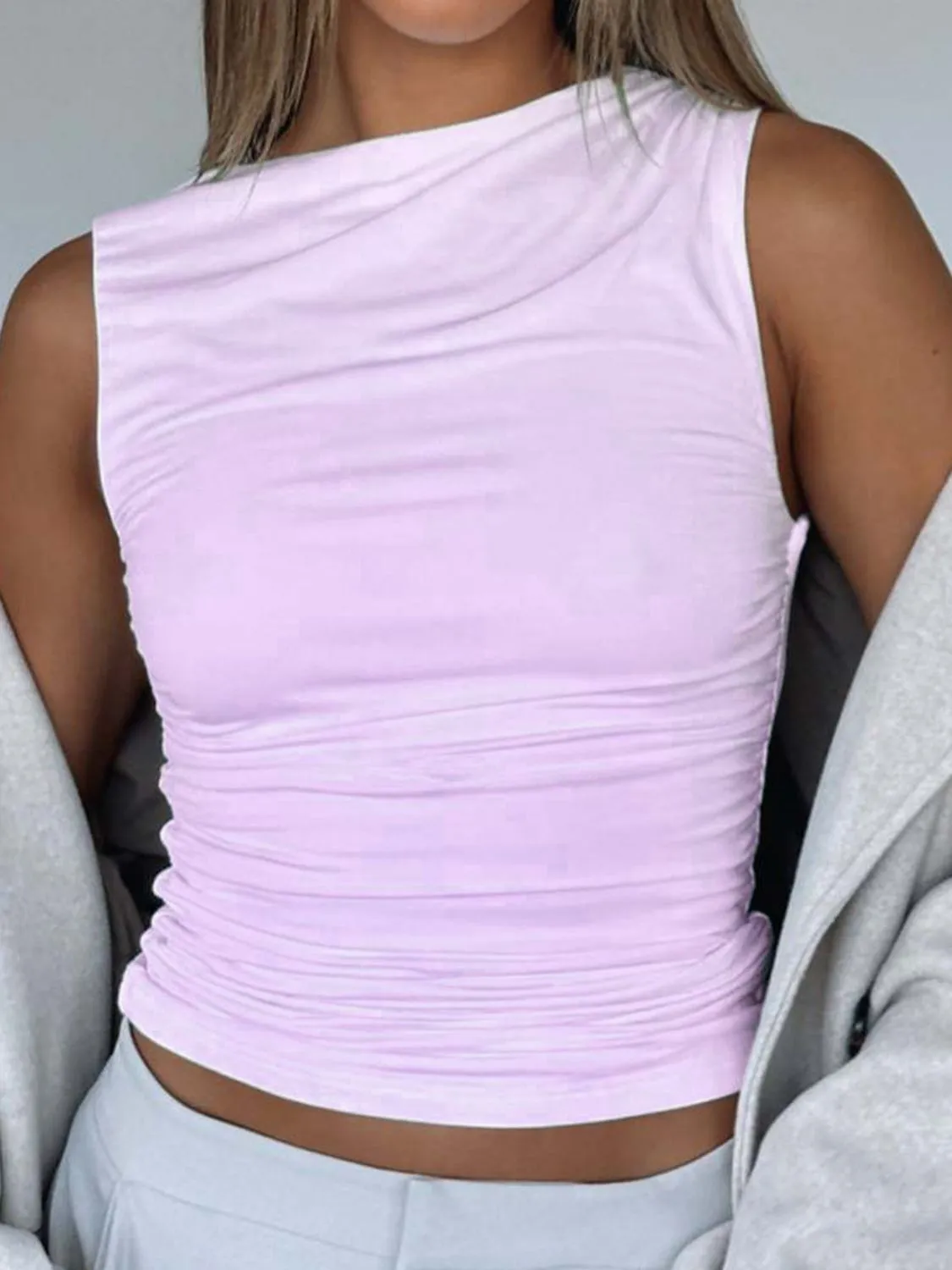 Ruched Round Neck Tank
