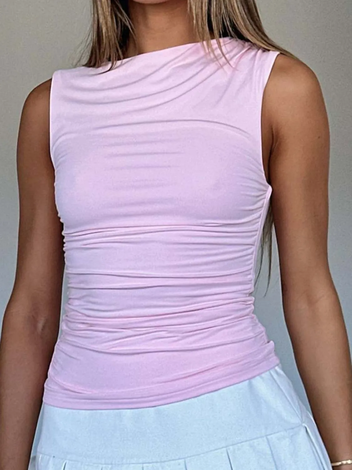 Ruched Round Neck Tank
