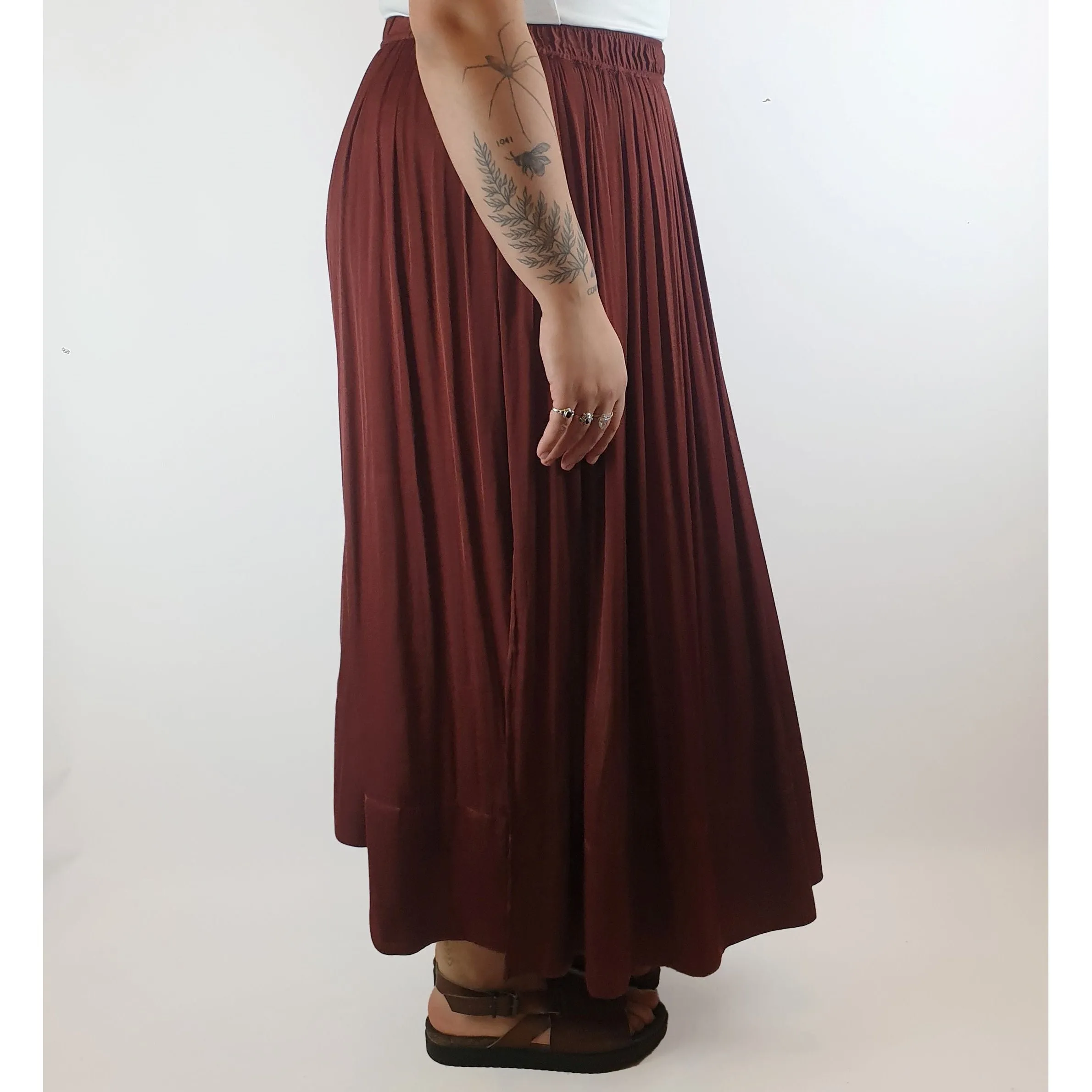 Saba deep red silky feel maxi skirt with long side splits size 14