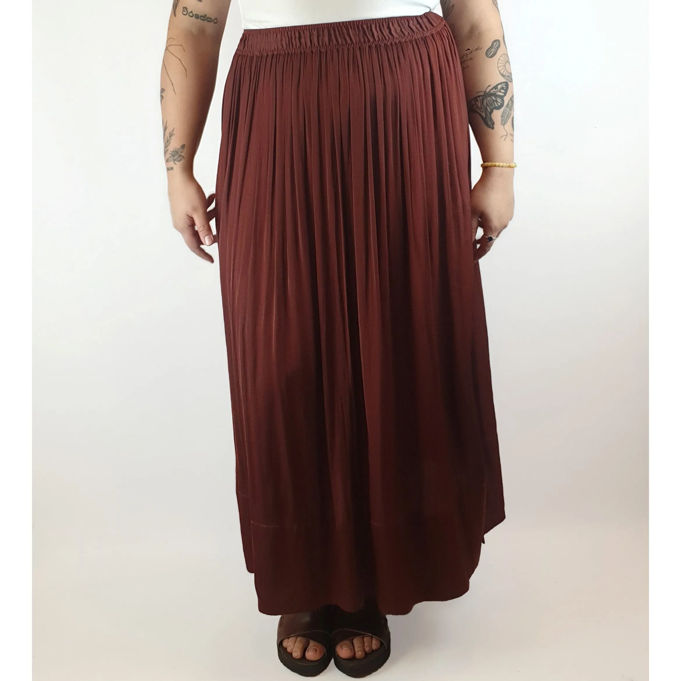 Saba deep red silky feel maxi skirt with long side splits size 14