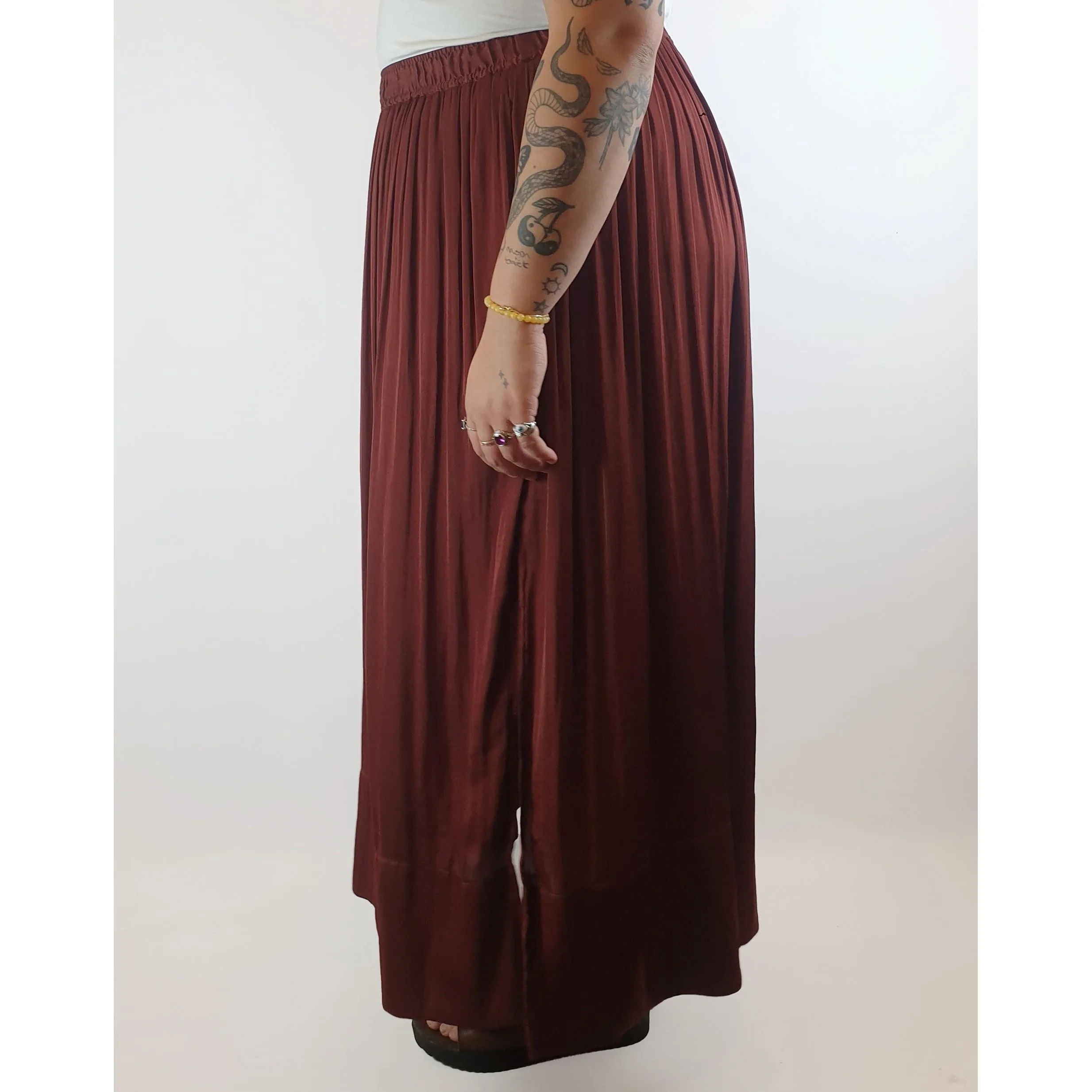 Saba deep red silky feel maxi skirt with long side splits size 14