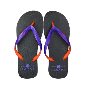 Samba Sol Men’s Beach Collection Flip Flops - Black/Orange/Purple
