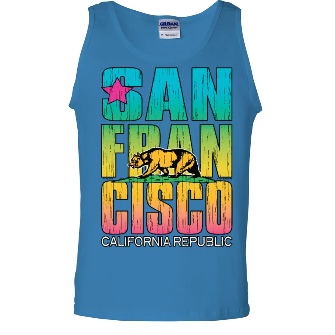 San Francisco California Neon Rainbow Asst Colors Tank Top