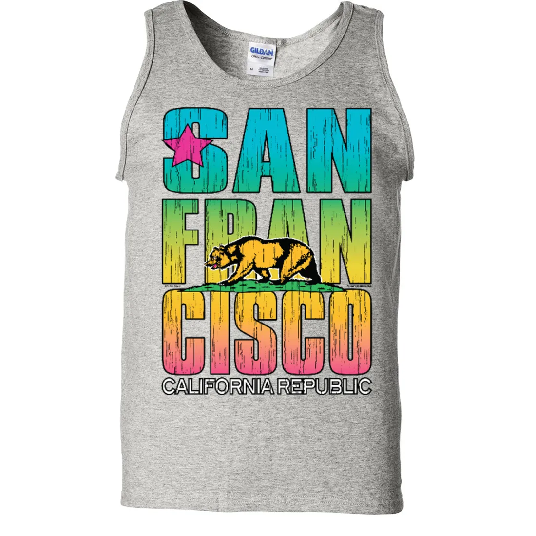 San Francisco California Neon Rainbow Asst Colors Tank Top