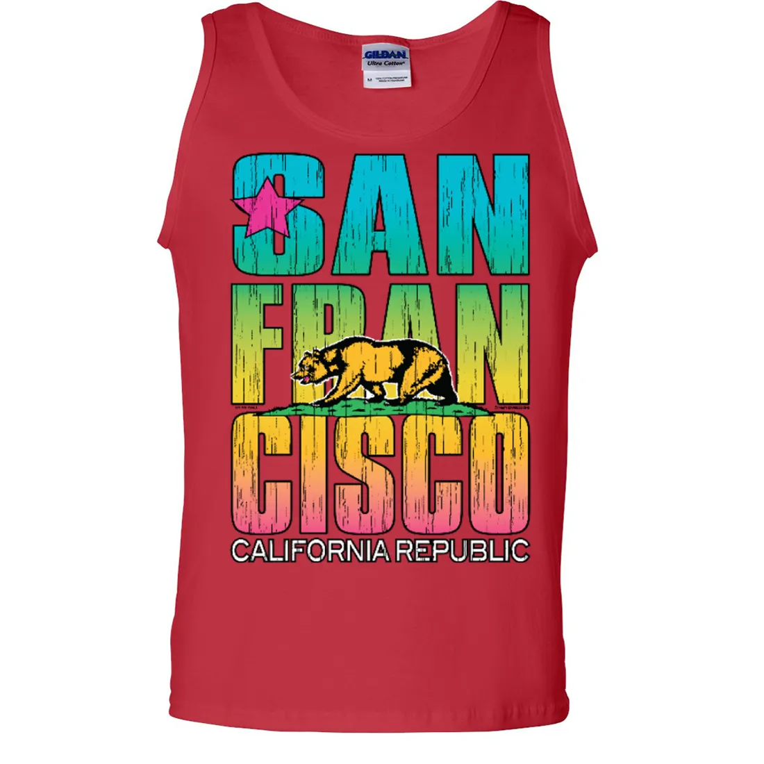 San Francisco California Neon Rainbow Asst Colors Tank Top