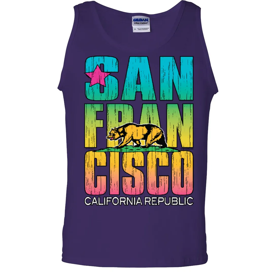 San Francisco California Neon Rainbow Asst Colors Tank Top
