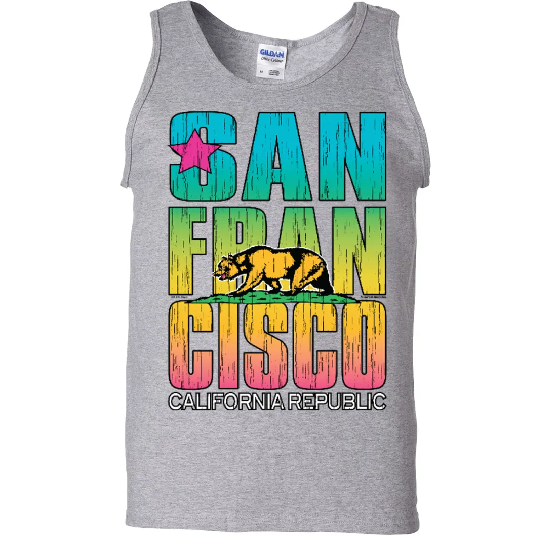 San Francisco California Neon Rainbow Asst Colors Tank Top