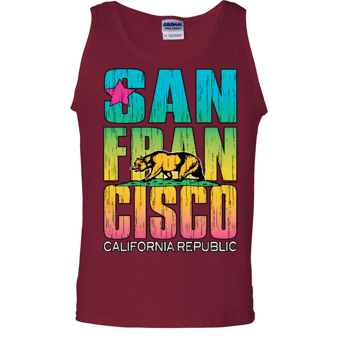San Francisco California Neon Rainbow Asst Colors Tank Top