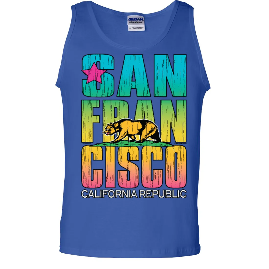 San Francisco California Neon Rainbow Asst Colors Tank Top