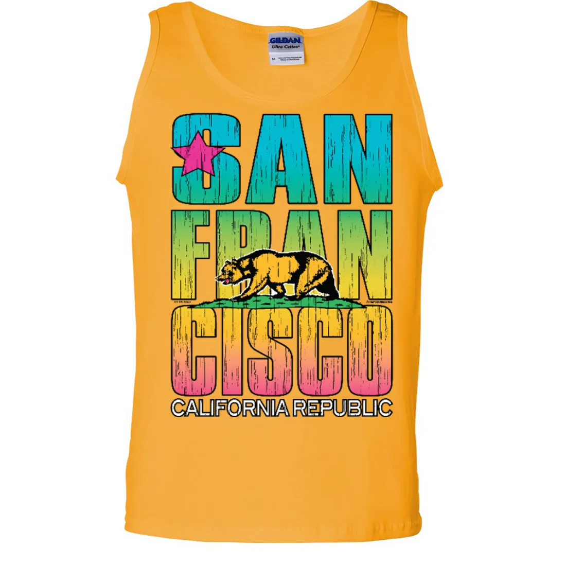 San Francisco California Neon Rainbow Asst Colors Tank Top