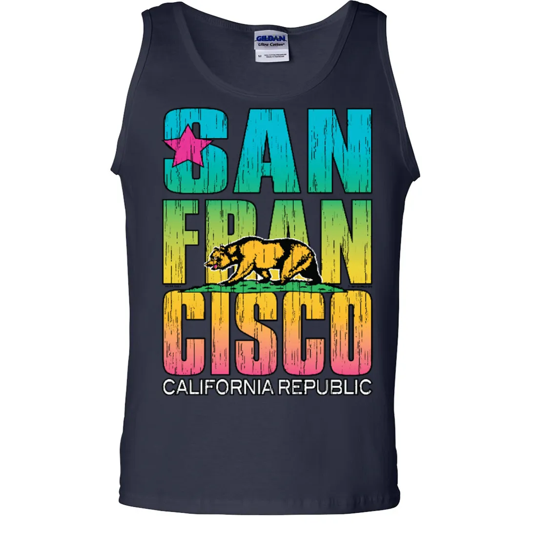 San Francisco California Neon Rainbow Asst Colors Tank Top