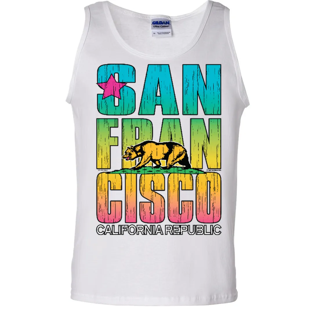 San Francisco California Neon Rainbow Asst Colors Tank Top