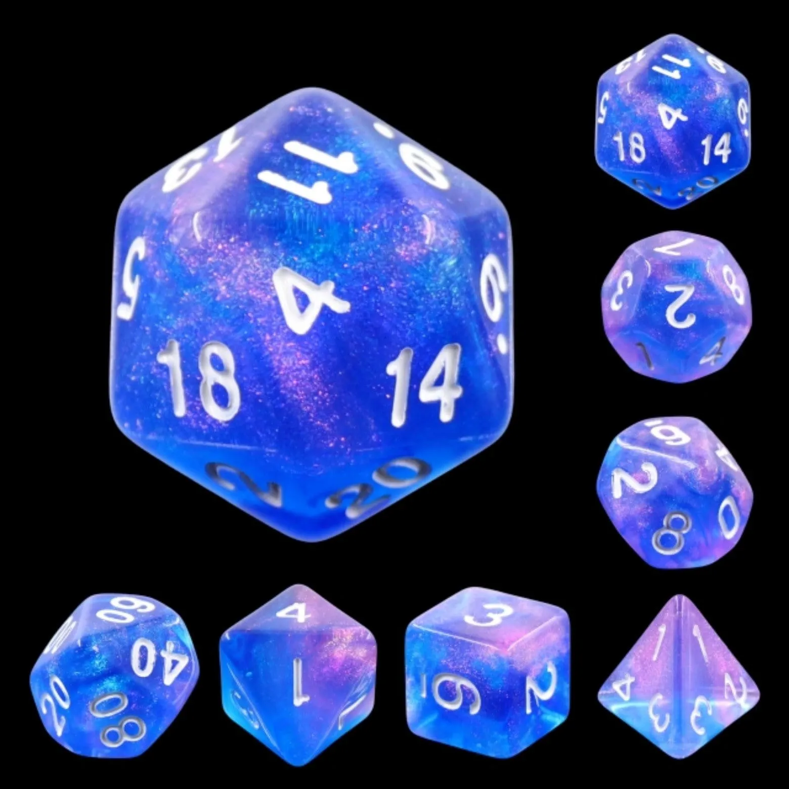 Sapphire Phantom RPG Dice Set