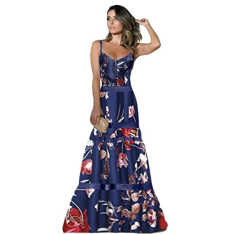 Sexy Summer Floral Print Long Dresses