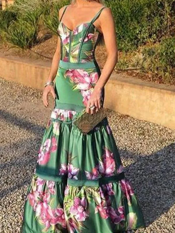 Sexy Summer Floral Print Long Dresses