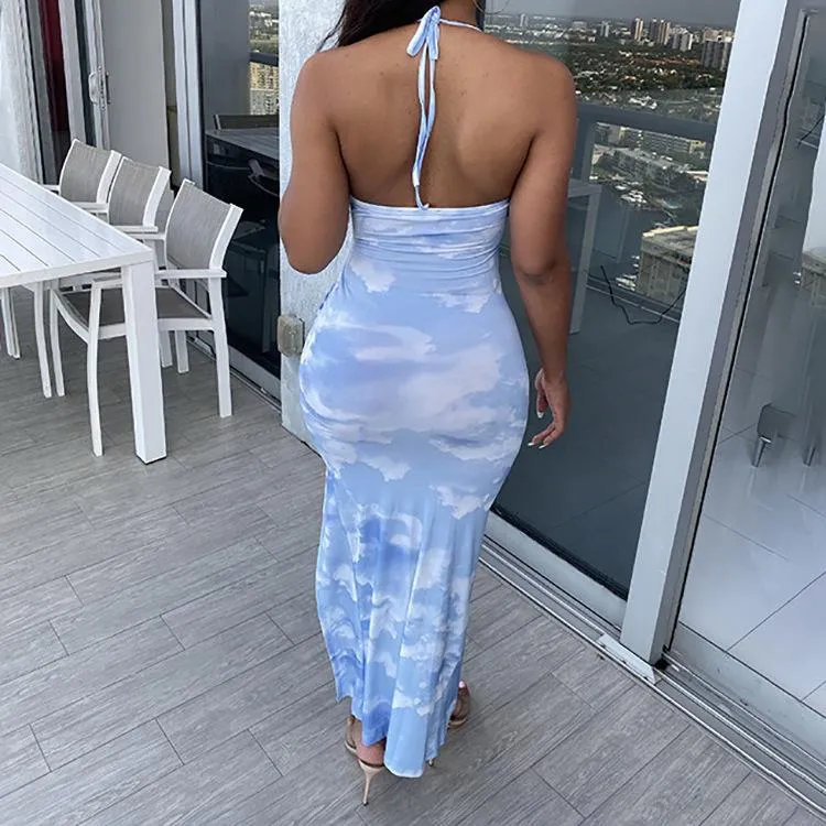 Sexy Summer Halter Sheath Split Front Dresses