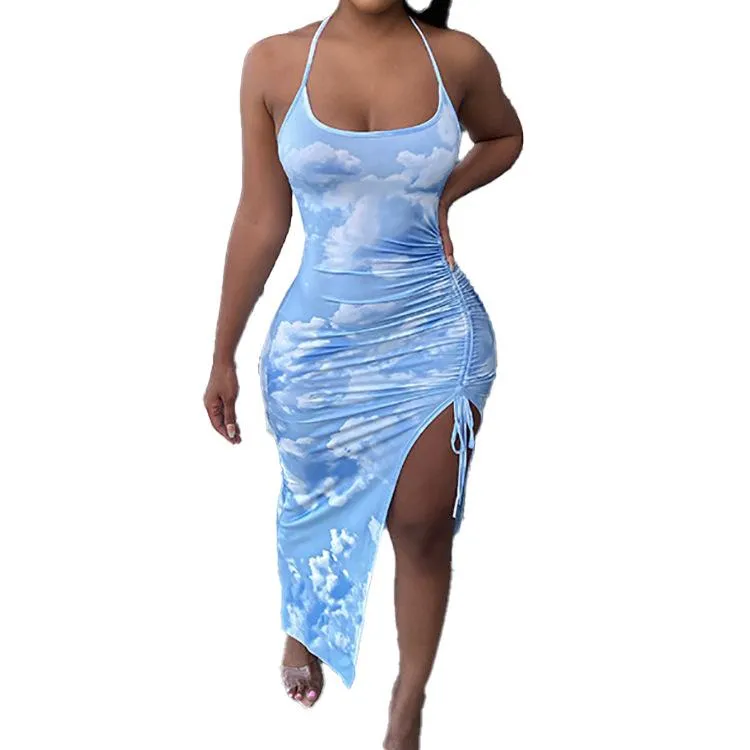 Sexy Summer Halter Sheath Split Front Dresses