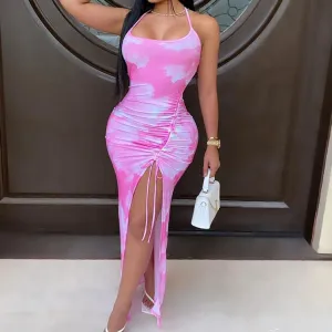 Sexy Summer Halter Sheath Split Front Dresses