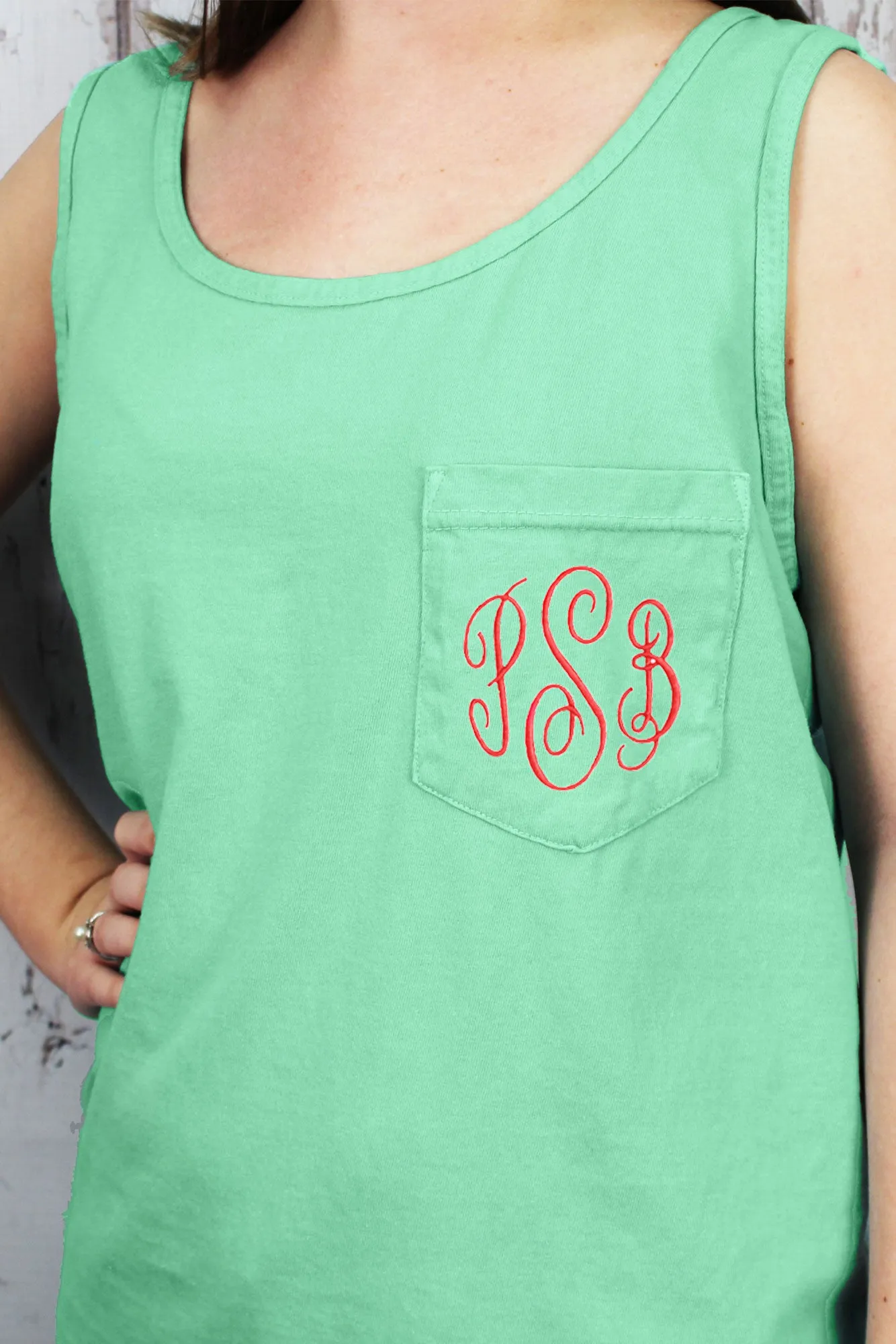 Shades of Green/Yellow Comfort Colors Pocket Tank *Personalize It