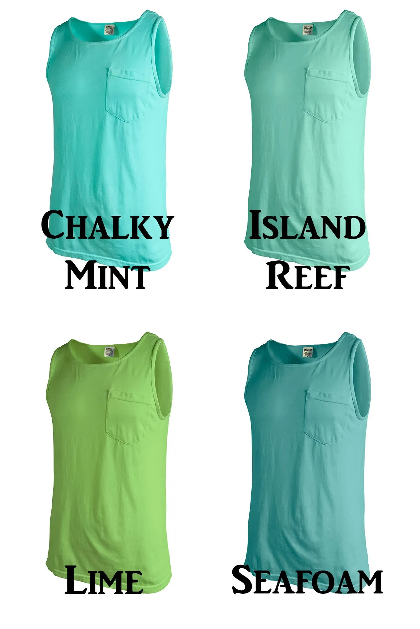 Shades of Green/Yellow Comfort Colors Pocket Tank *Personalize It