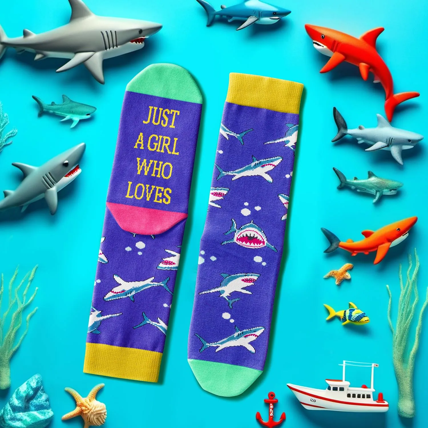 Shark Gifts for Women Girls - Crazy Shark Socks Ocean Gifts, Marine Shark Socks Animal Socks
