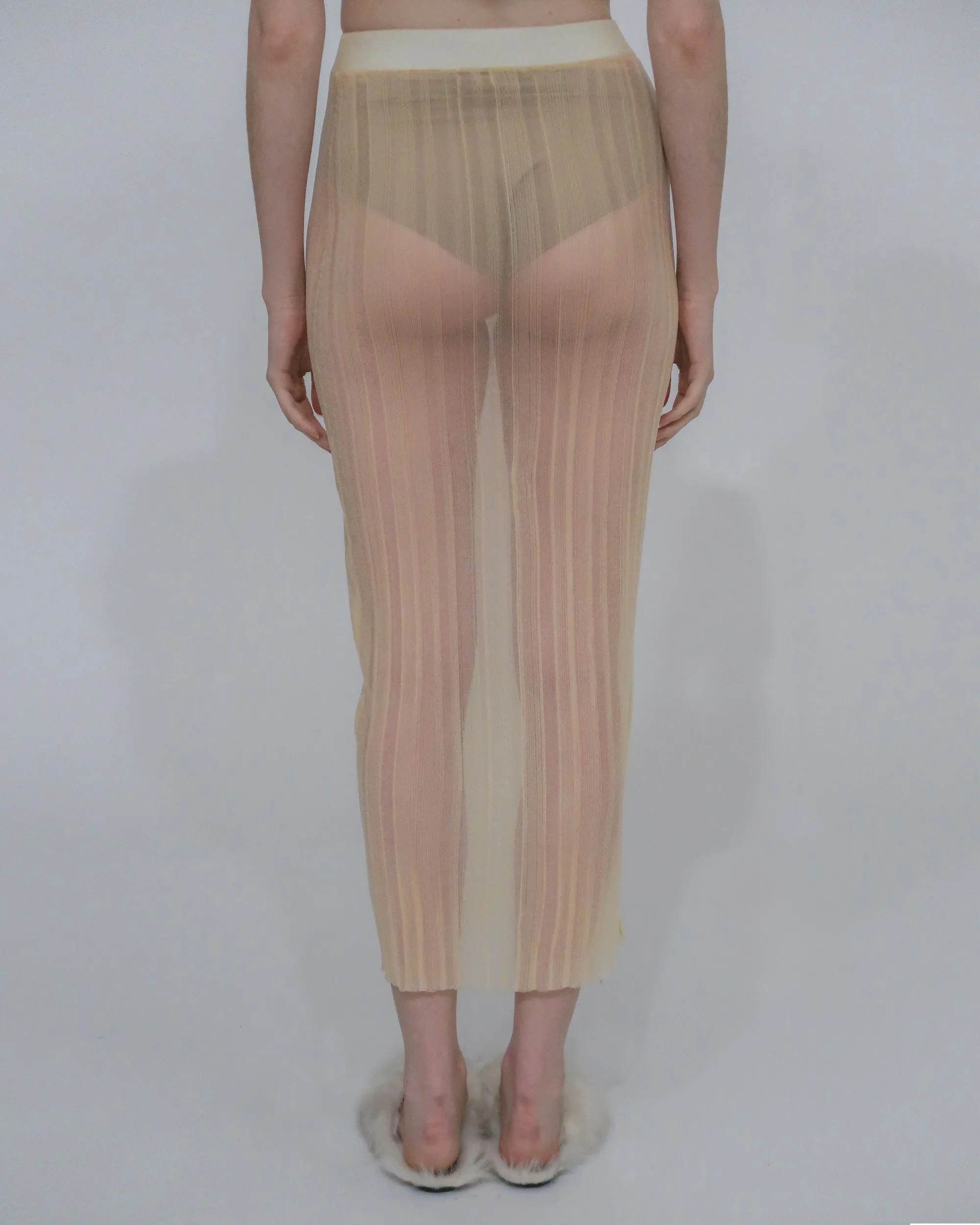 SHEER PLISSE MAXI SKIRT
