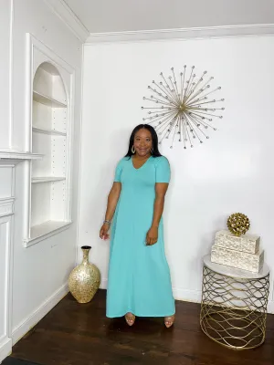 Short Sleeve Maxi Dress- Mint