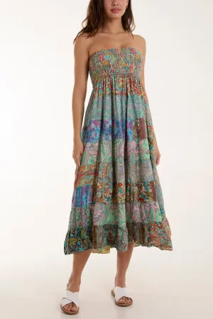 Silk Blend Patchwork Dress & Skirt