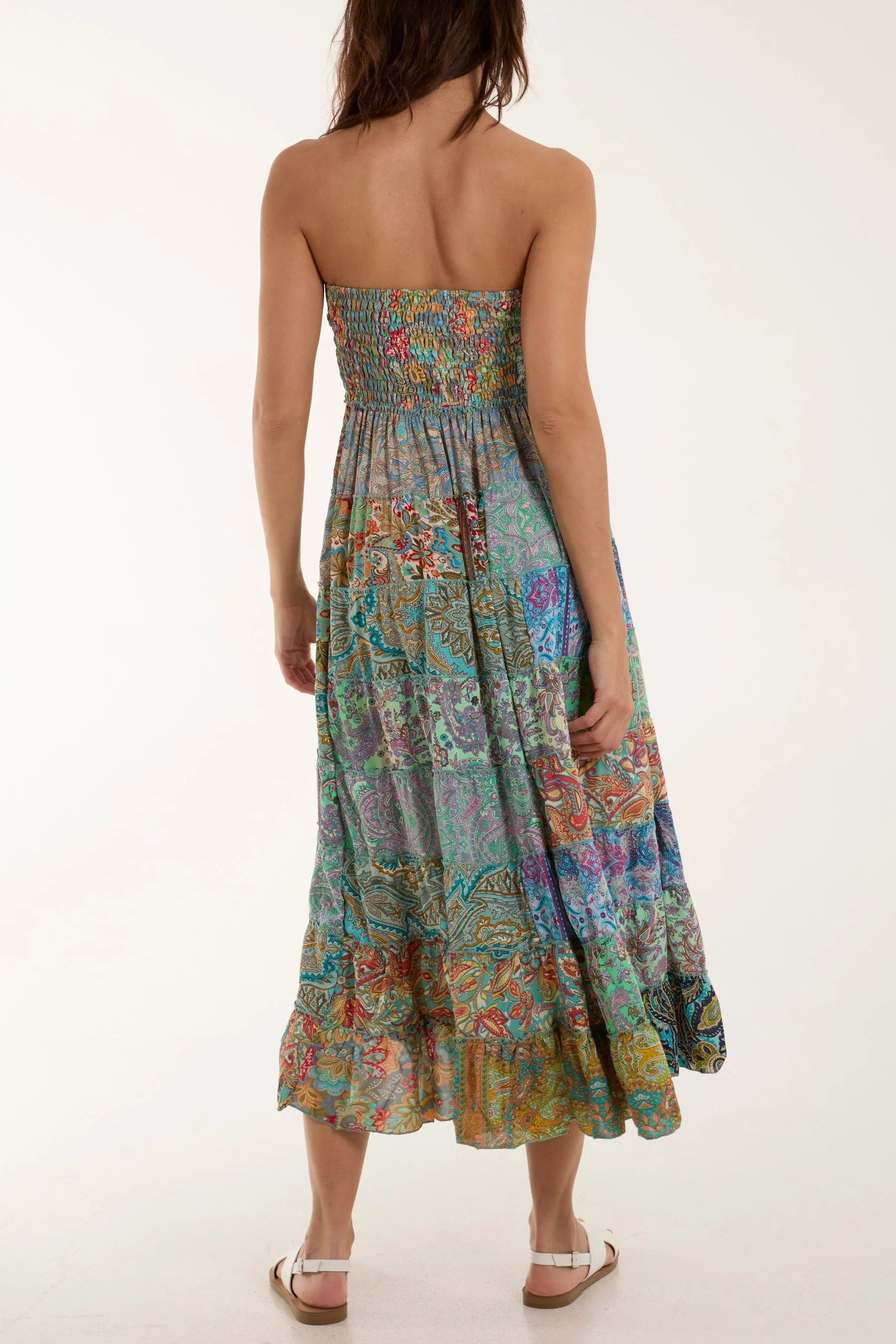Silk Blend Patchwork Dress & Skirt