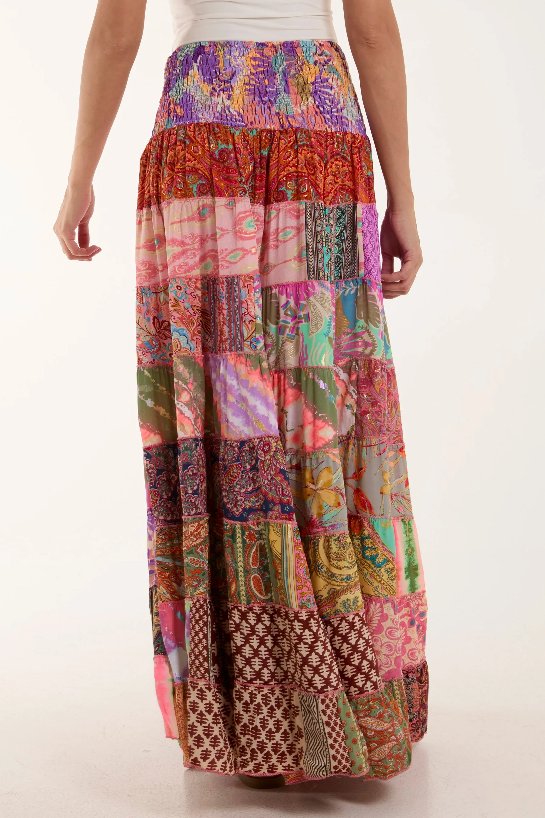 Silk Blend Patchwork Dress & Skirt