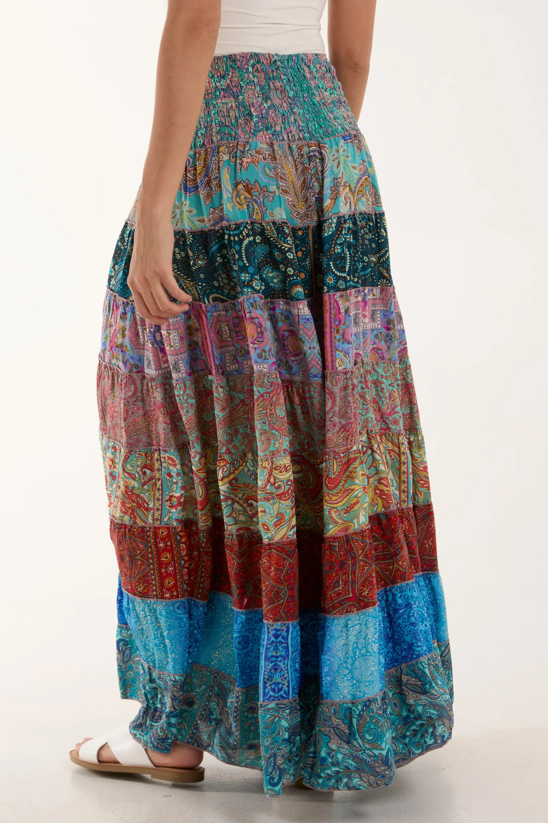 Silk Blend Patchwork Dress & Skirt