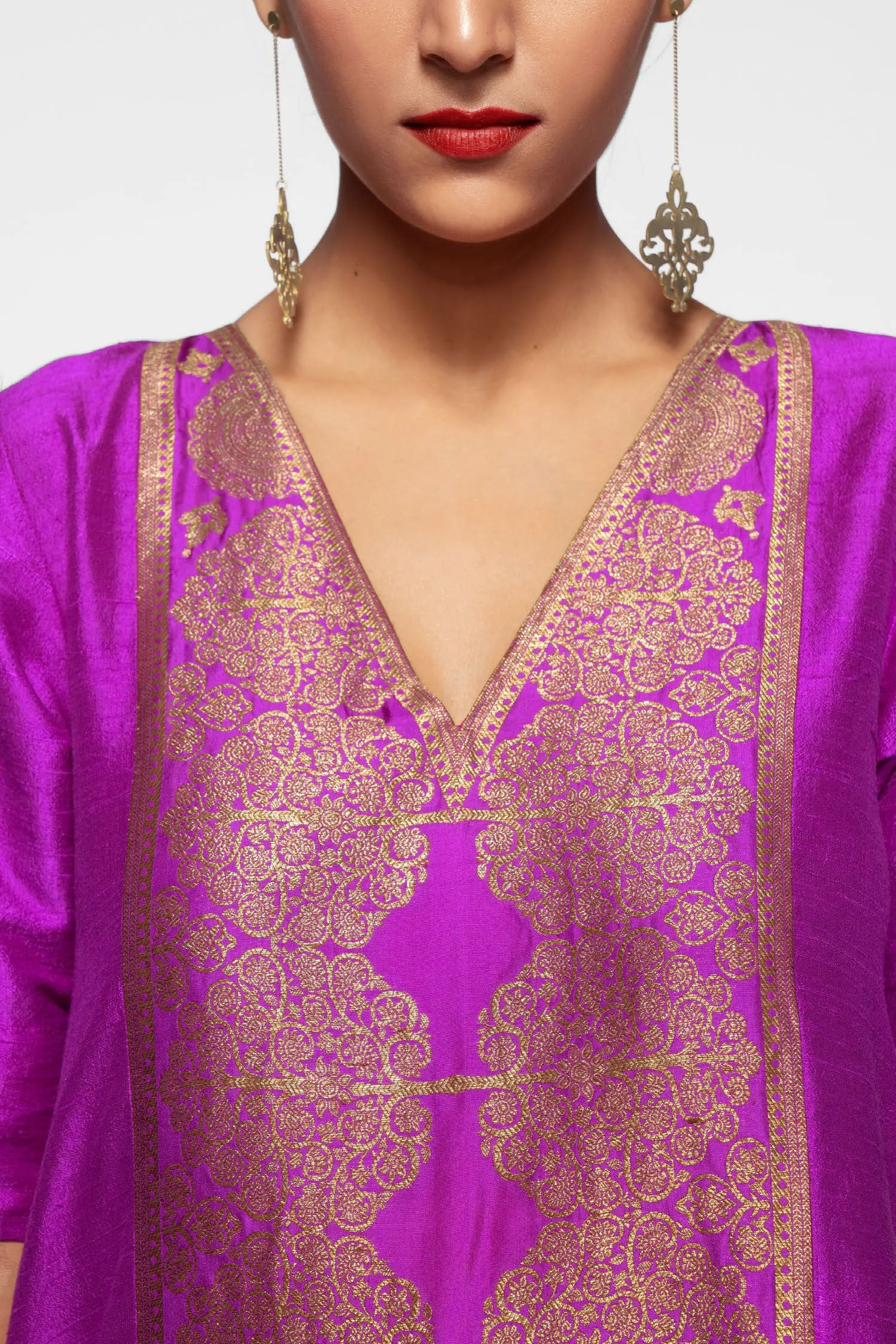 Silk Maxi With Brocade Yoke