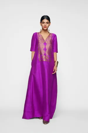 Silk Maxi With Brocade Yoke
