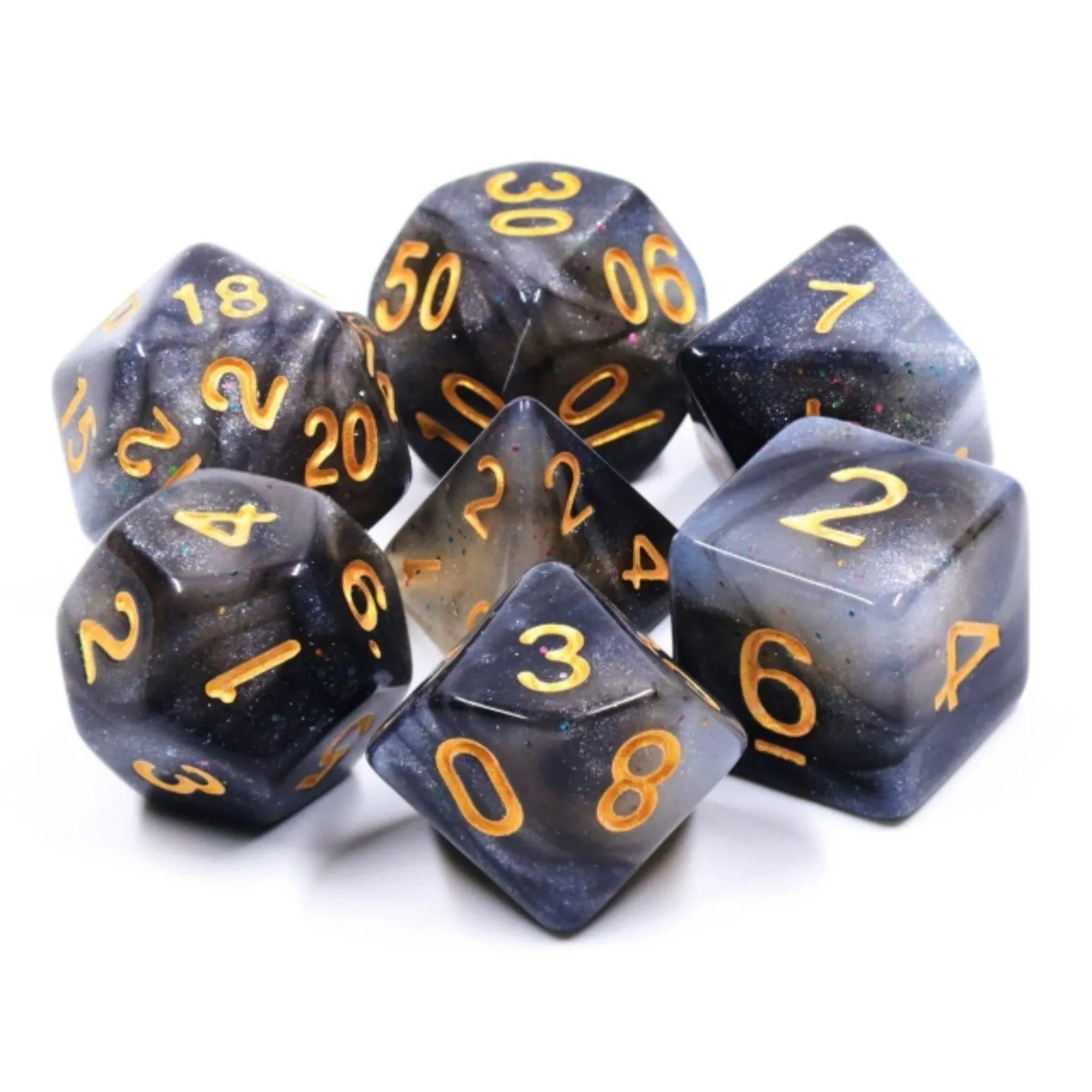 Silver Sparkle RPG Dice Set