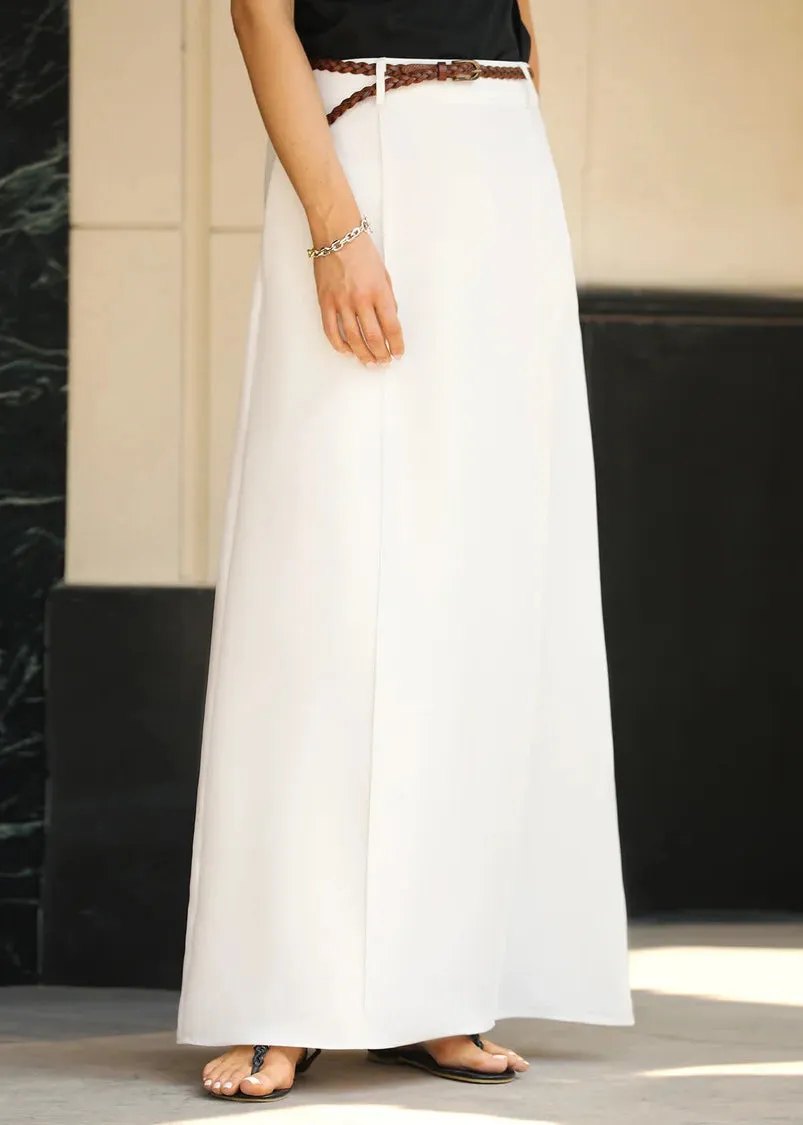 Skirts Fine Pockets Waist Summer High White Maxi