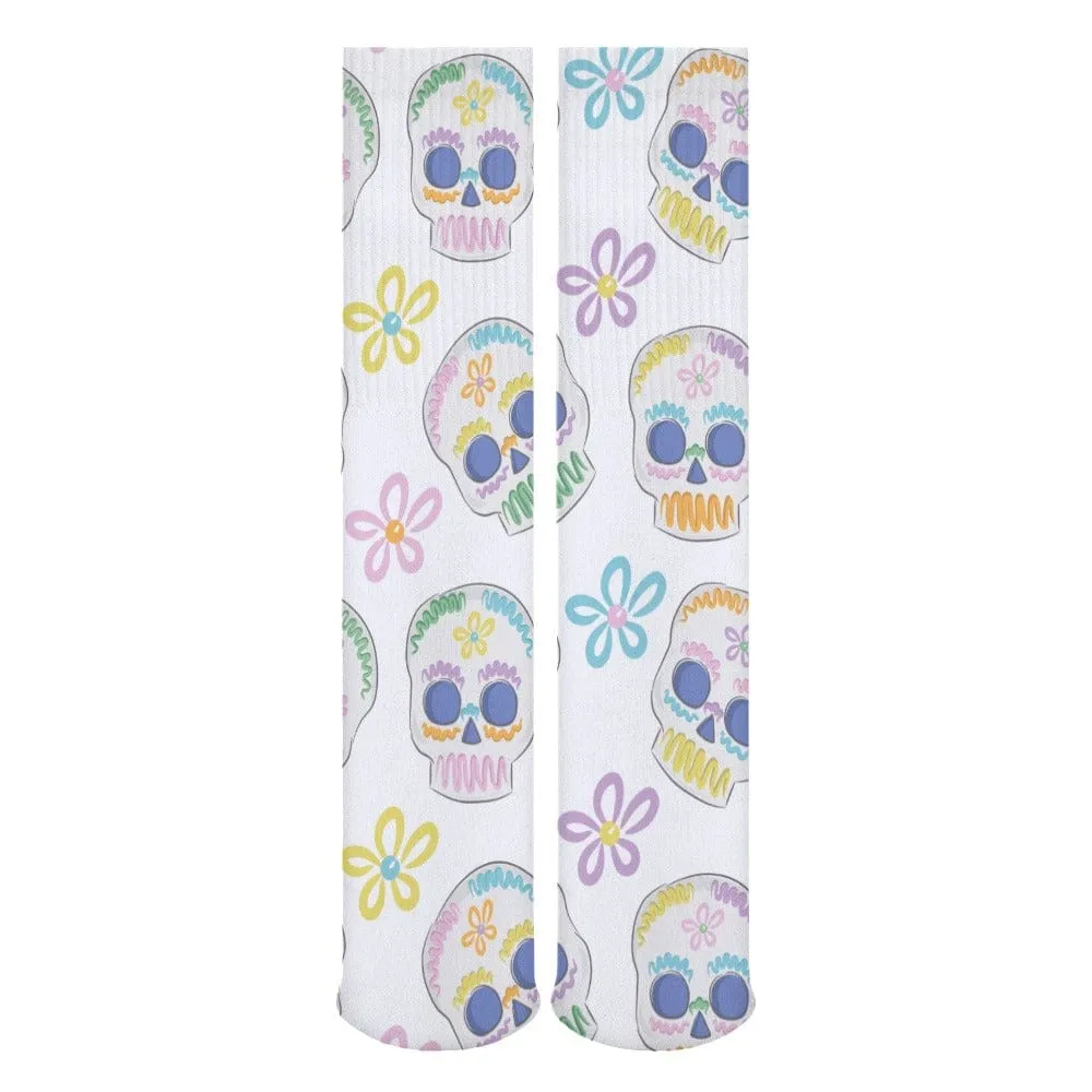 Skulls White Breathable Stockings