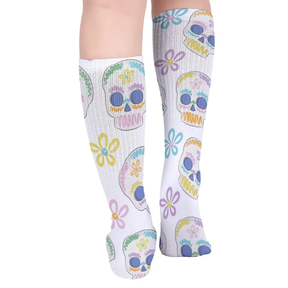 Skulls White Breathable Stockings