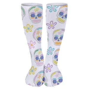 Skulls White Breathable Stockings