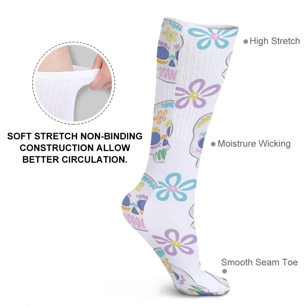 Skulls White Breathable Stockings