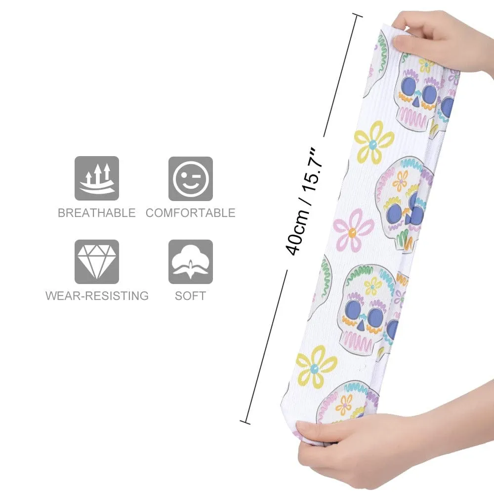 Skulls White Breathable Stockings